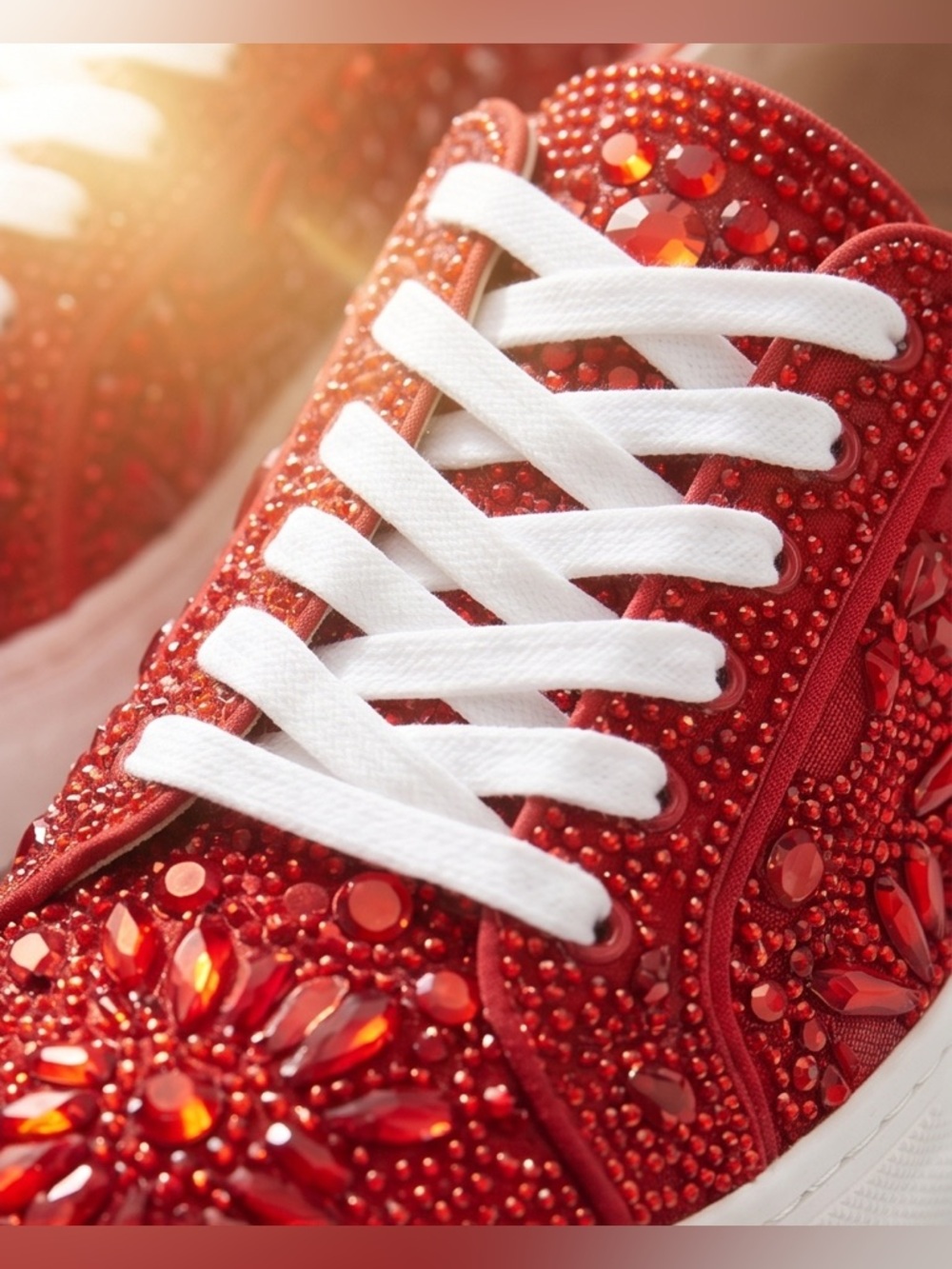 BETSY JOHNSON Red Reily Rhinestone Platform Sneaker Size 8 - Picture 6 of 10